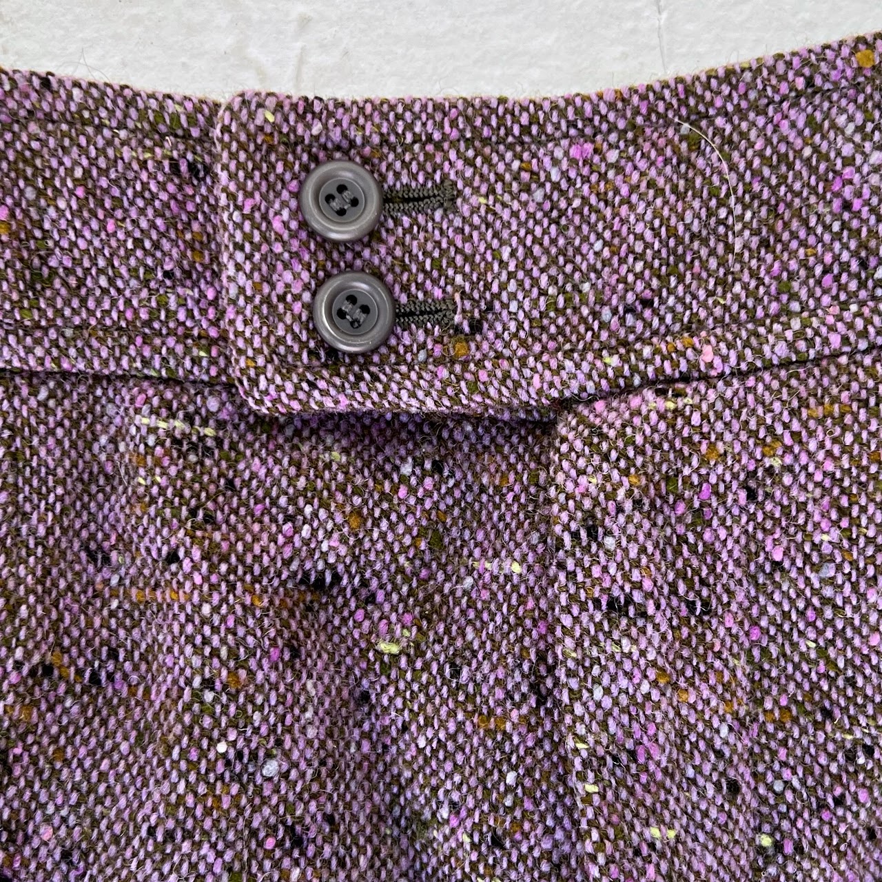 Yves Saint Laurent Rive Gauche Vintage Lavender Wool Melange Wide-Leg Pants