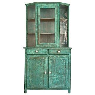 Rustic Painted Vintage Pine Hutch