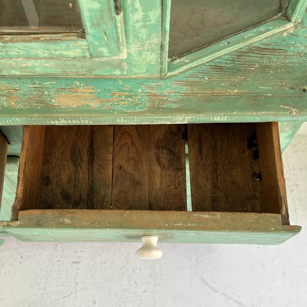 Rustic Painted Vintage Pine Hutch