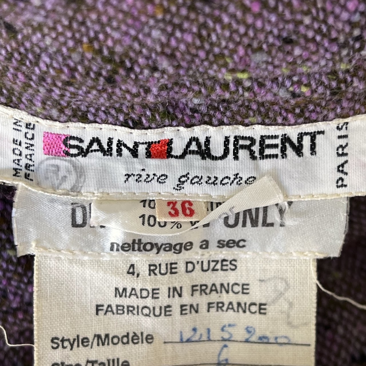 Yves Saint Laurent Rive Gauche Vintage Lavender Wool Melange Wide-Leg Pants