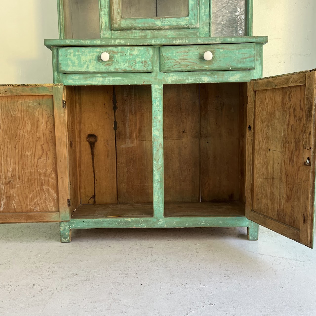 Rustic Painted Vintage Pine Hutch