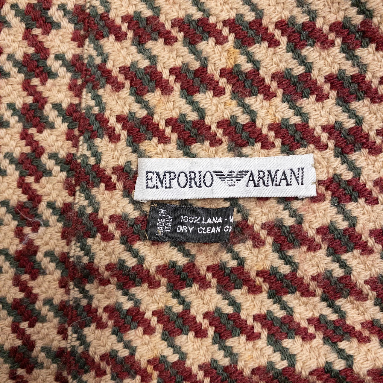 Emporio Armani Vintage Wool Houndstooth Scarf