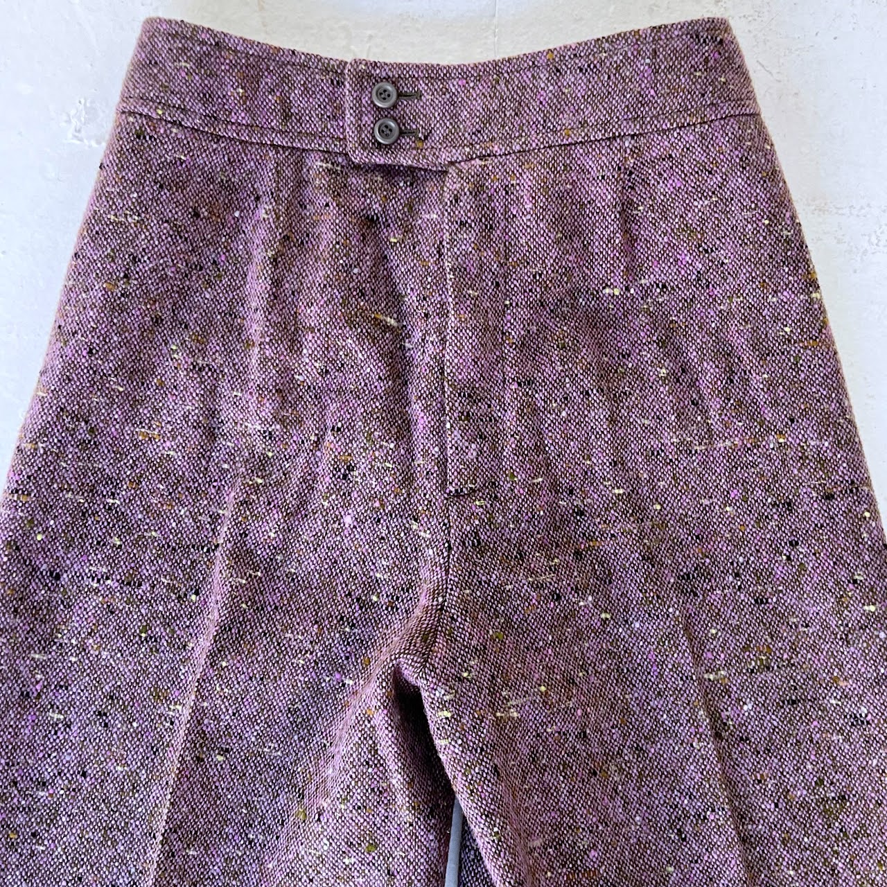 Yves Saint Laurent Rive Gauche Vintage Lavender Wool Melange Wide-Leg Pants