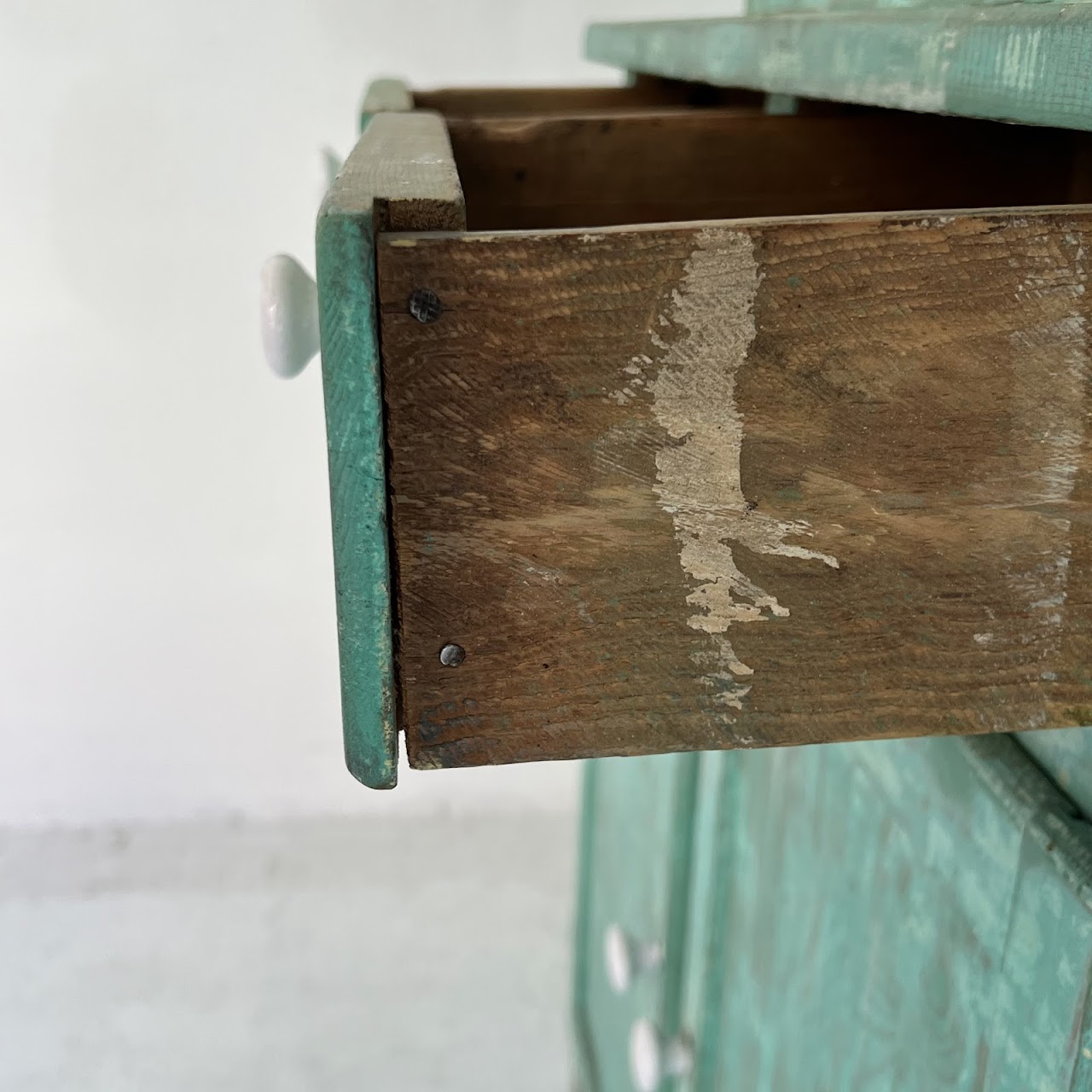 Rustic Painted Vintage Pine Hutch