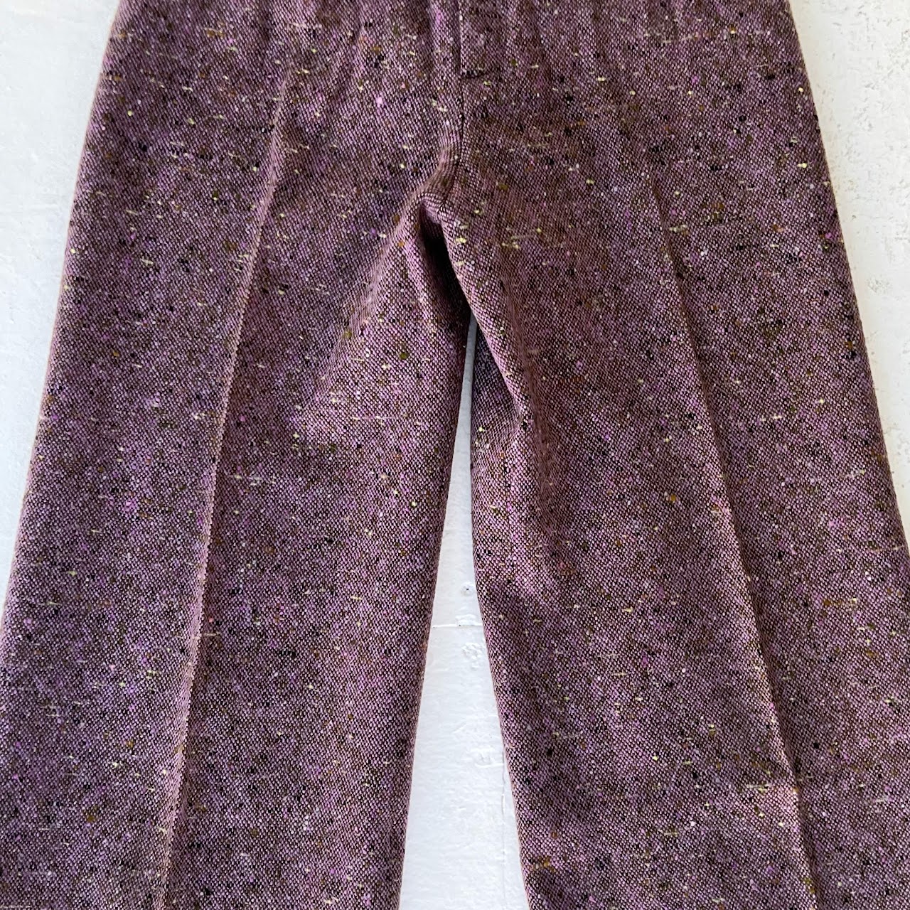 Yves Saint Laurent Rive Gauche Vintage Lavender Wool Melange Wide-Leg Pants