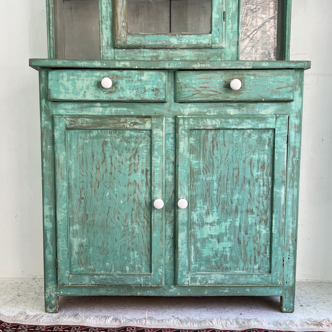 Rustic Painted Vintage Pine Hutch