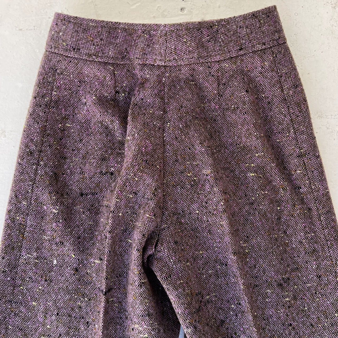 Yves Saint Laurent Rive Gauche Vintage Lavender Wool Melange Wide-Leg Pants