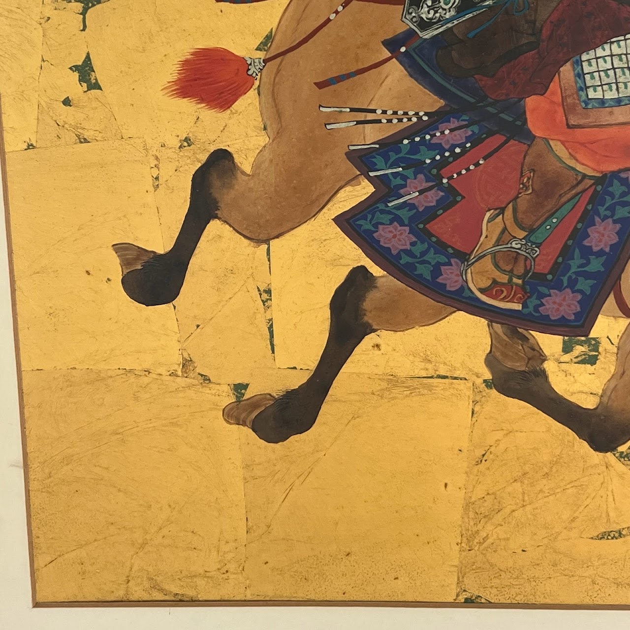 Mou-Sien Tseng 'Mongolian Warrior' Signed Gouache and Gold Leaf Painting #2