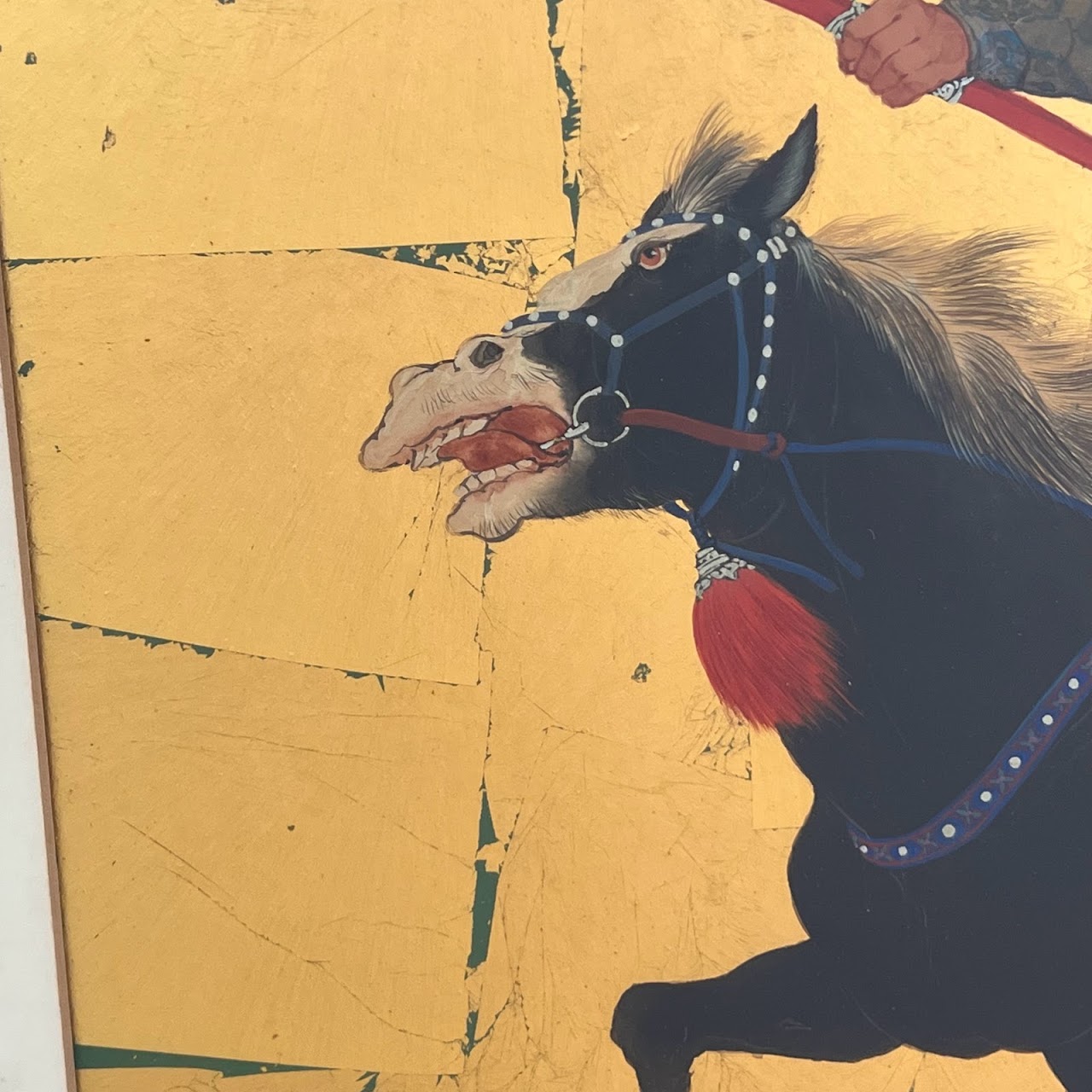 Mou-Sien Tseng 'Mongolian Warrior' Signed Gouache and Gold Leaf Painting #1