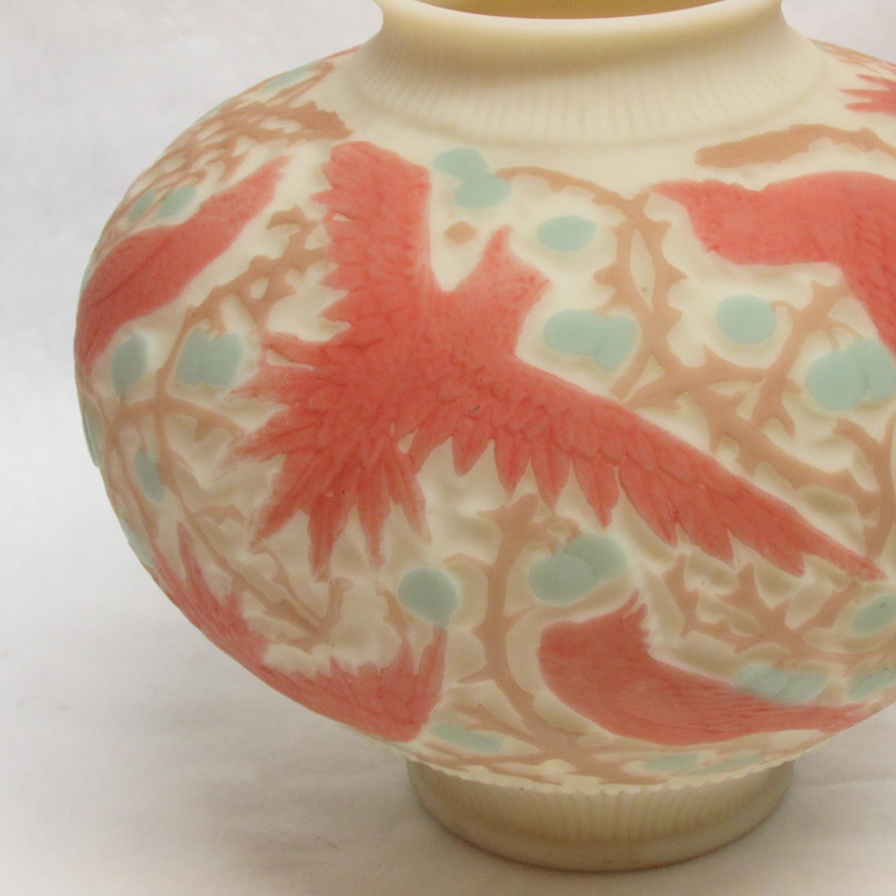 Alabaster Glass Deco Era Phoenix Vase