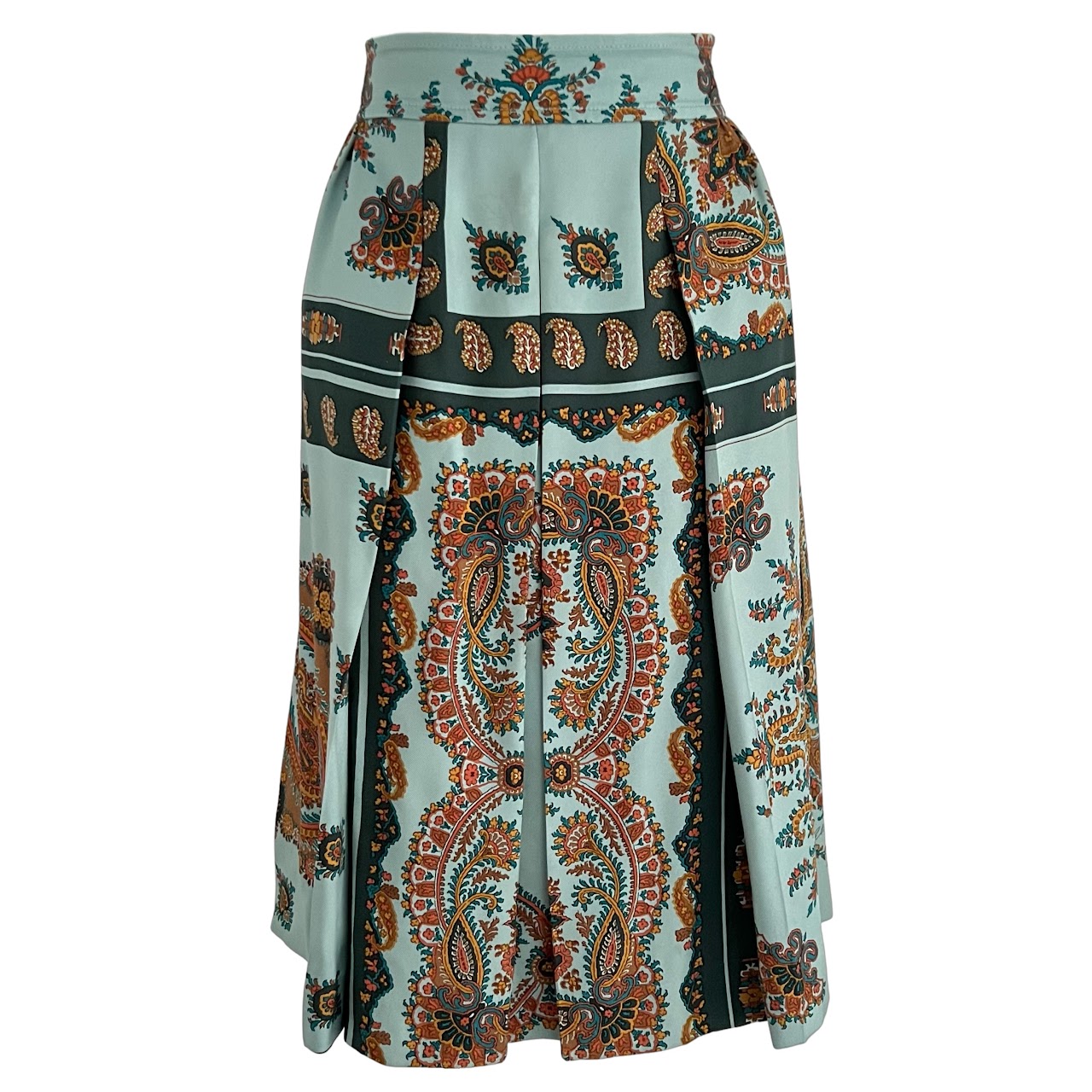 Etro Blue Silk Paisley Skirt