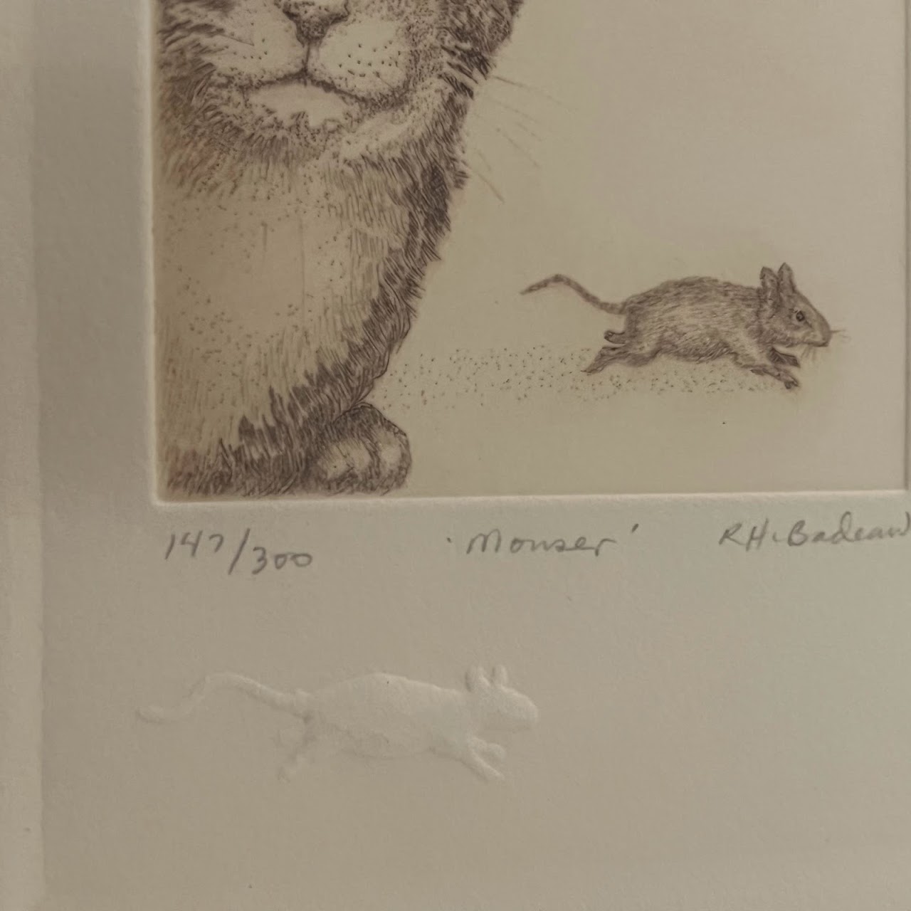 Rachel & Kirk Badeau Signed 'Mouser' Etching and Embossing