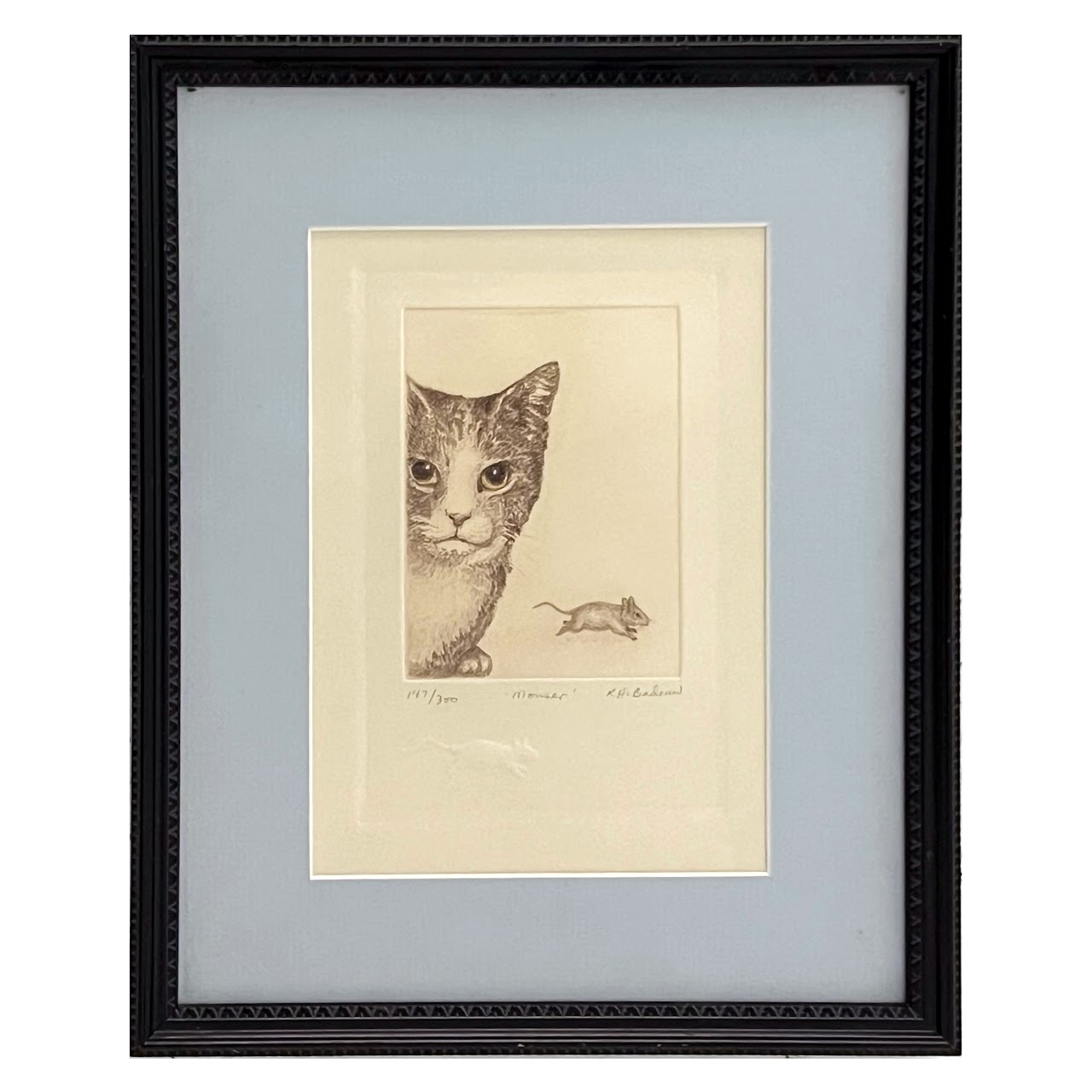 Rachel & Kirk Badeau Signed 'Mouser' Etching and Embossing