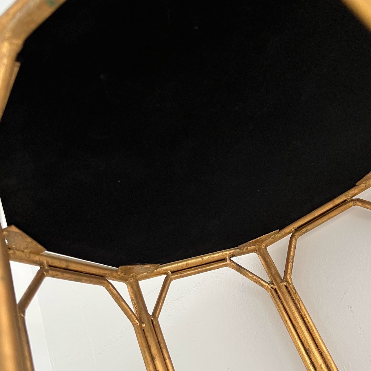 Octagonal Gold Finished Mirror Top Accent Table