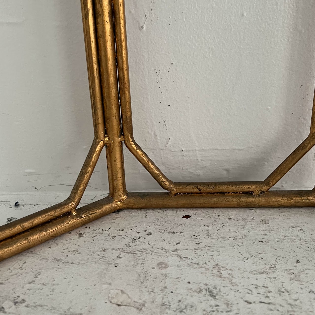 Octagonal Gold Finished Mirror Top Accent Table