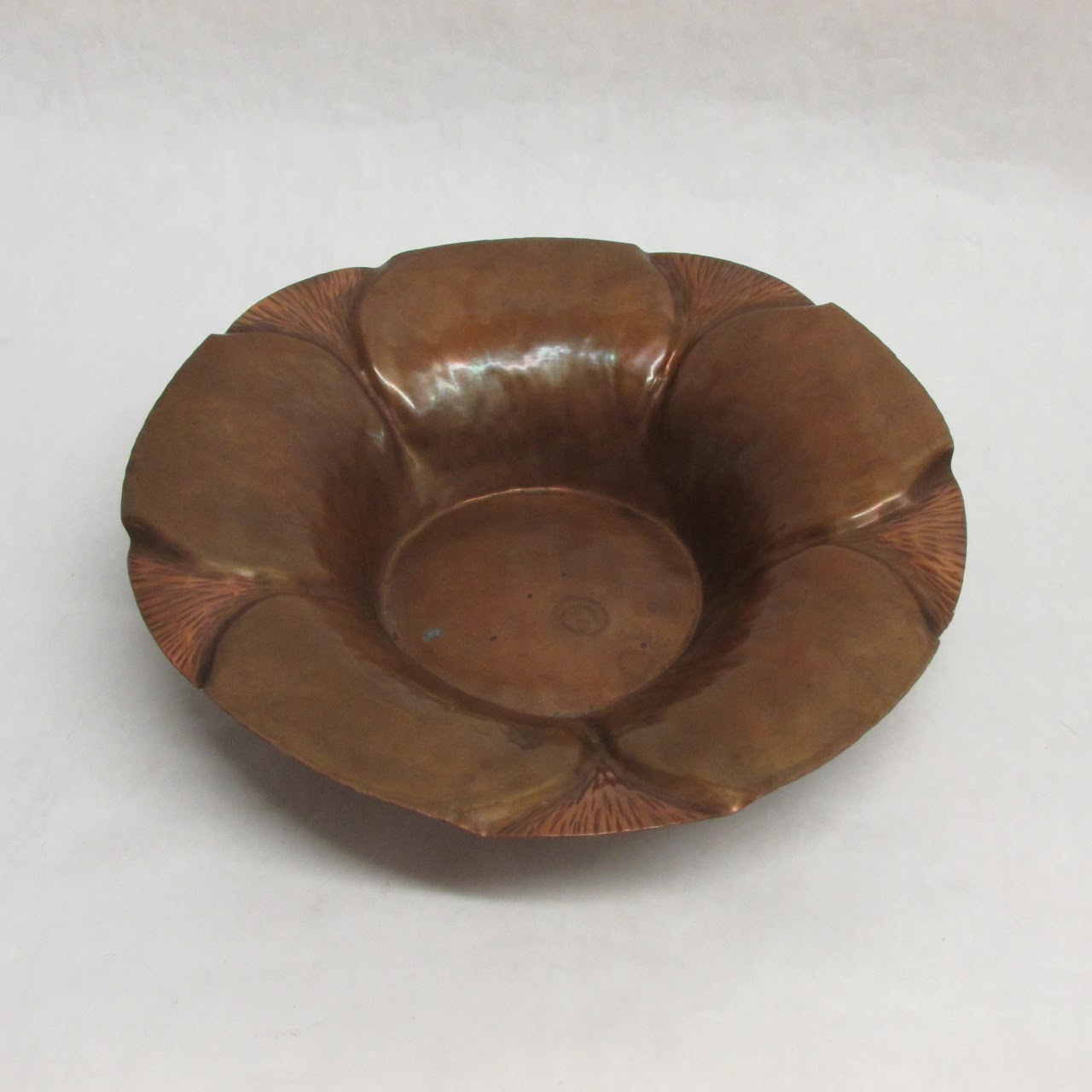 Water Lily Motif Vintage Copper Dish