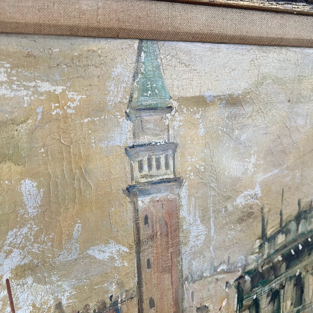 Piazza San Marco Signed Venetian Oil Painting