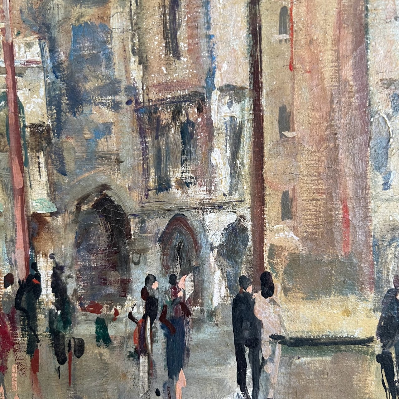 Piazza San Marco Signed Venetian Oil Painting