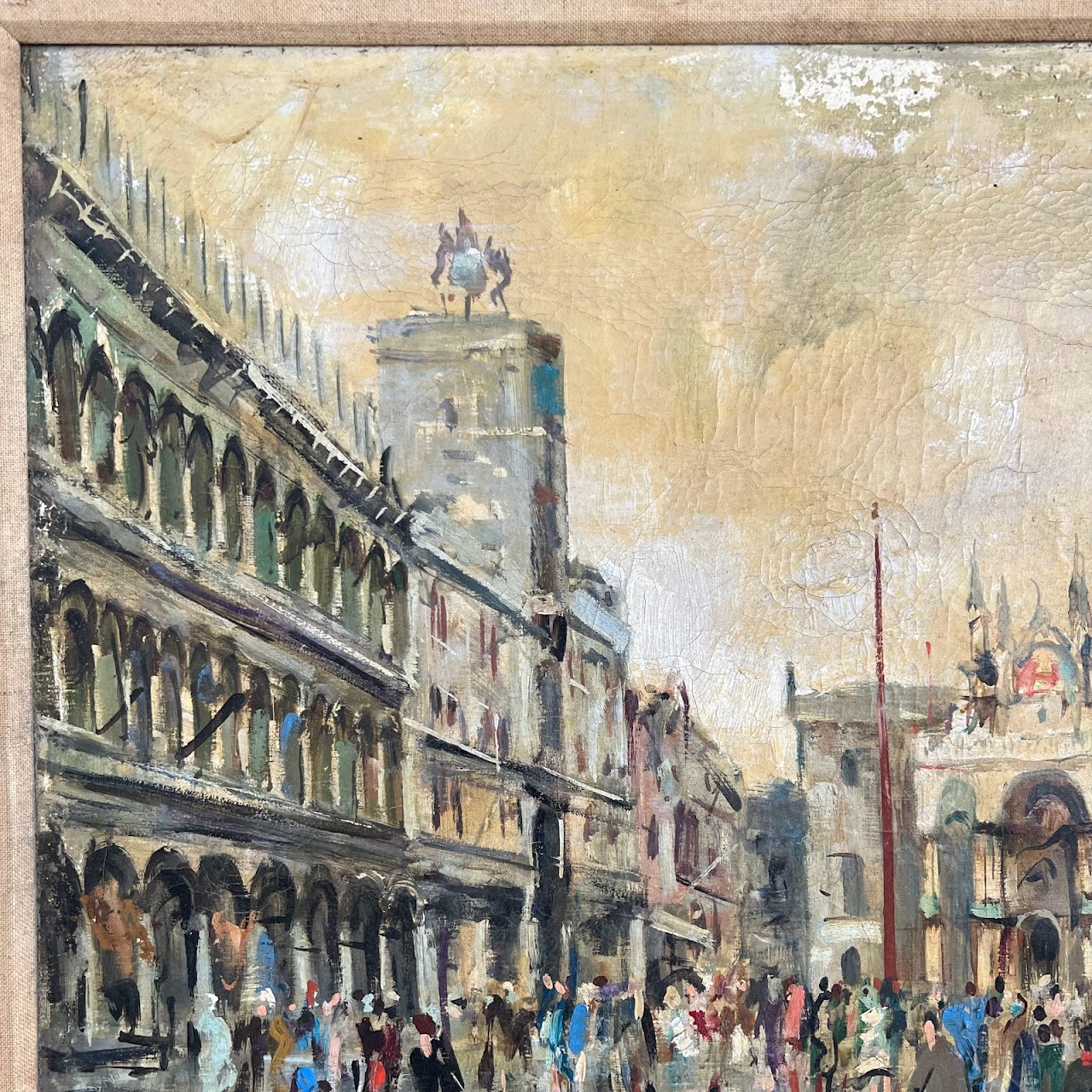 Piazza San Marco Signed Venetian Oil Painting