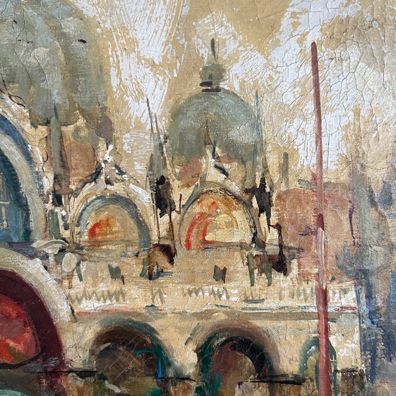 Piazza San Marco Signed Venetian Oil Painting