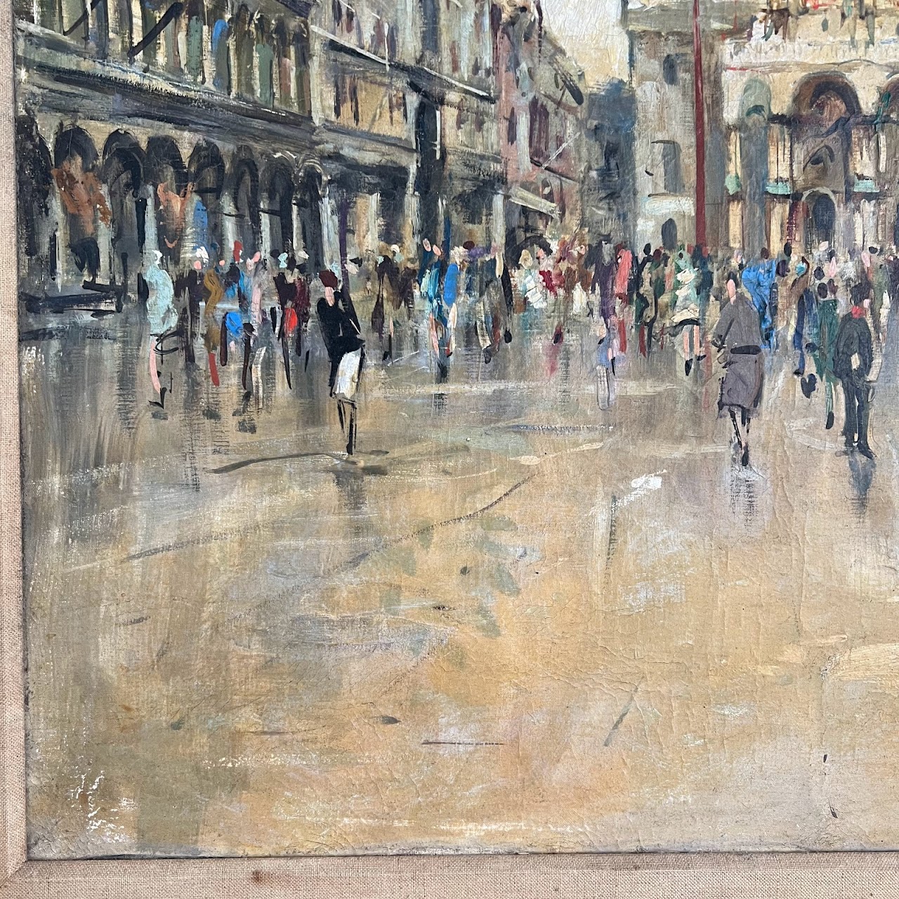 Piazza San Marco Signed Venetian Oil Painting