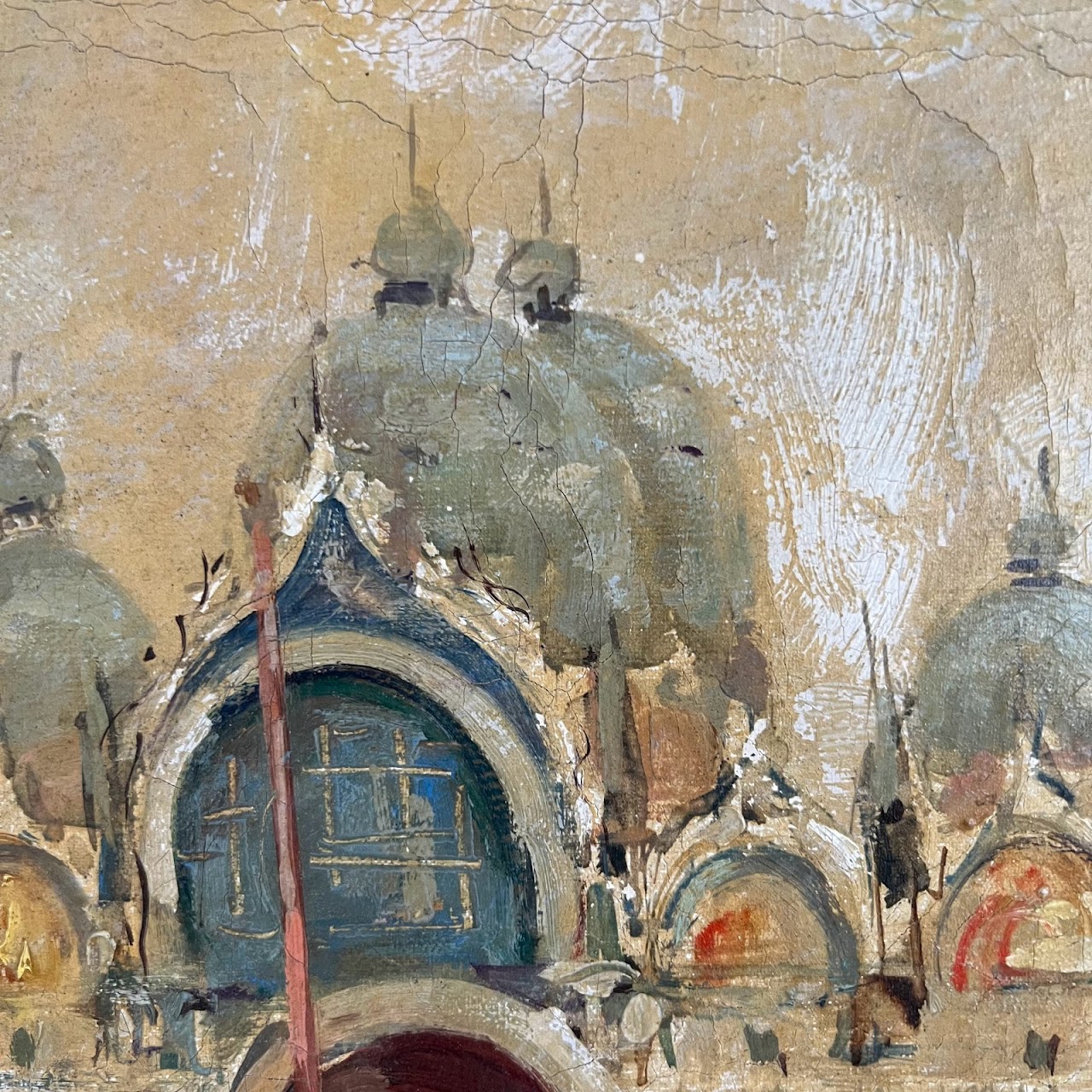 Piazza San Marco Signed Venetian Oil Painting