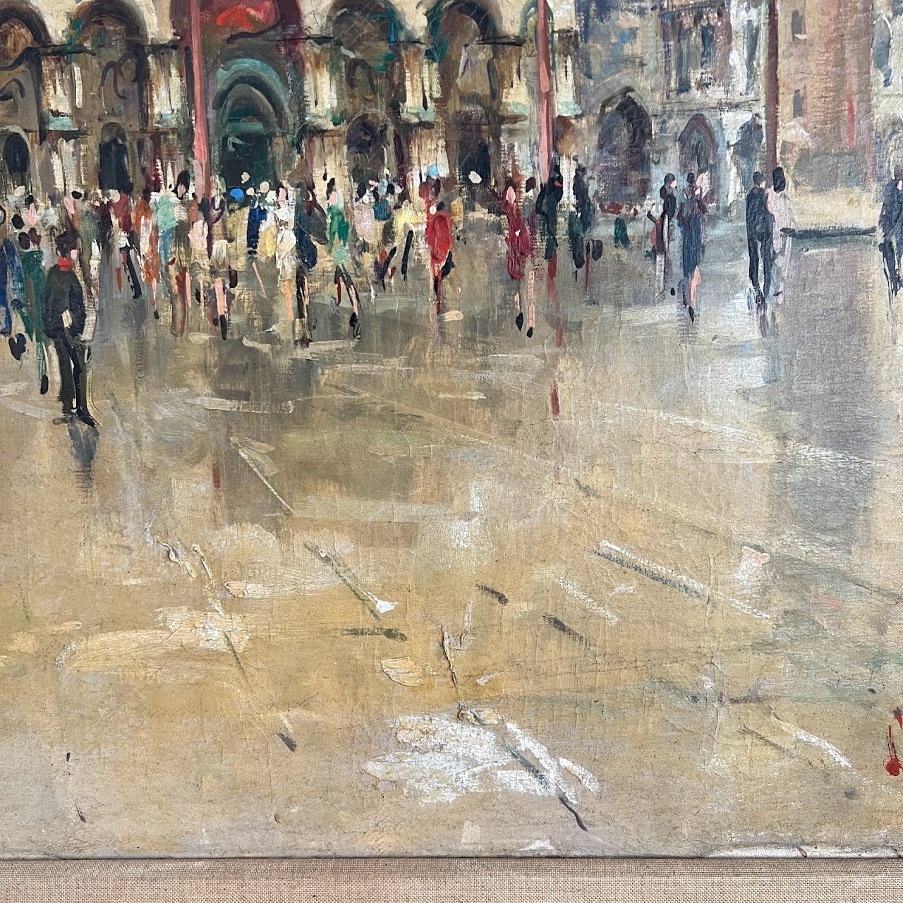 Piazza San Marco Signed Venetian Oil Painting