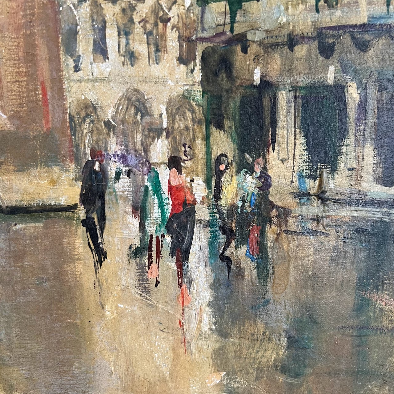 Piazza San Marco Signed Venetian Oil Painting