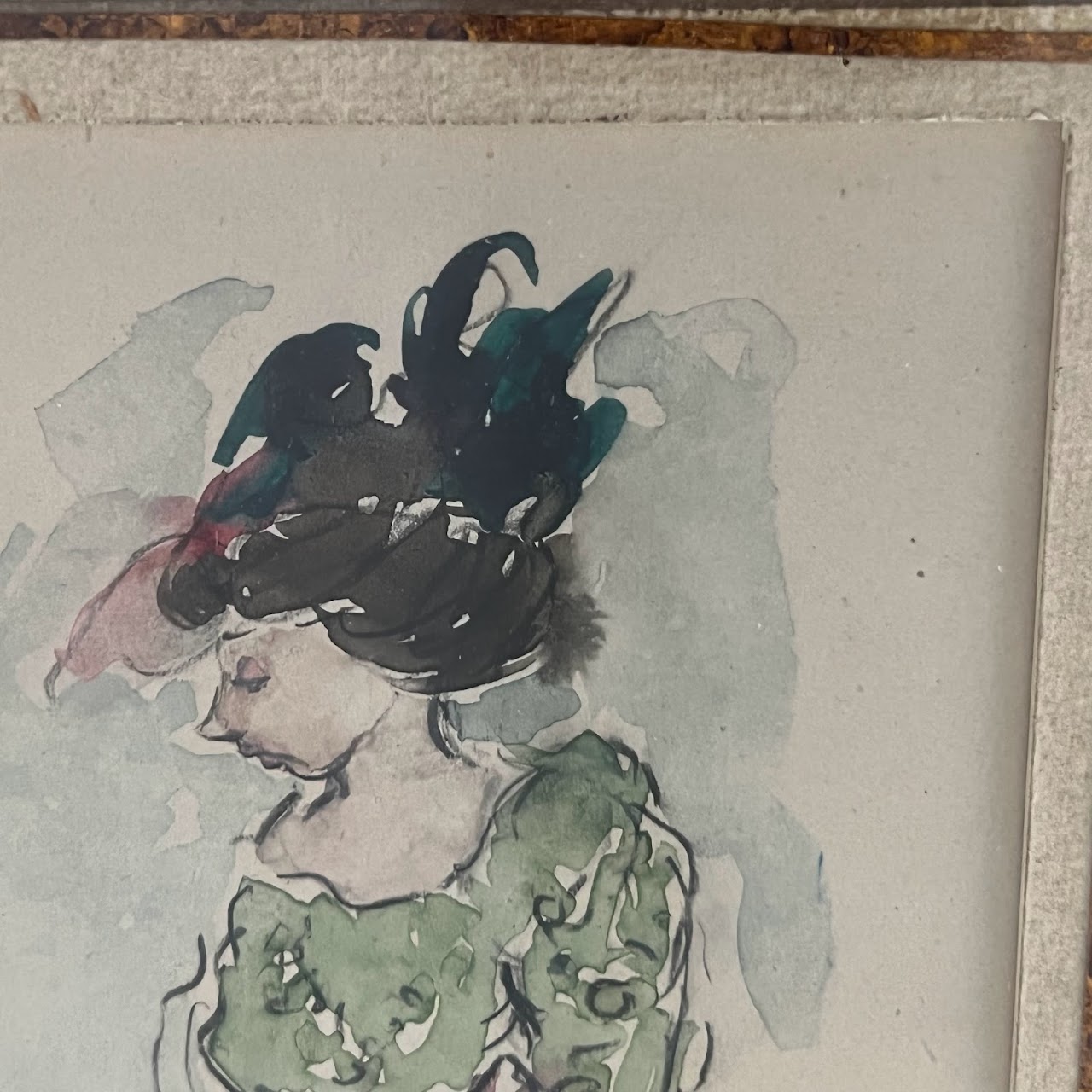 Roy Davis Signed Watercolor & Charcoal Pencil Painting