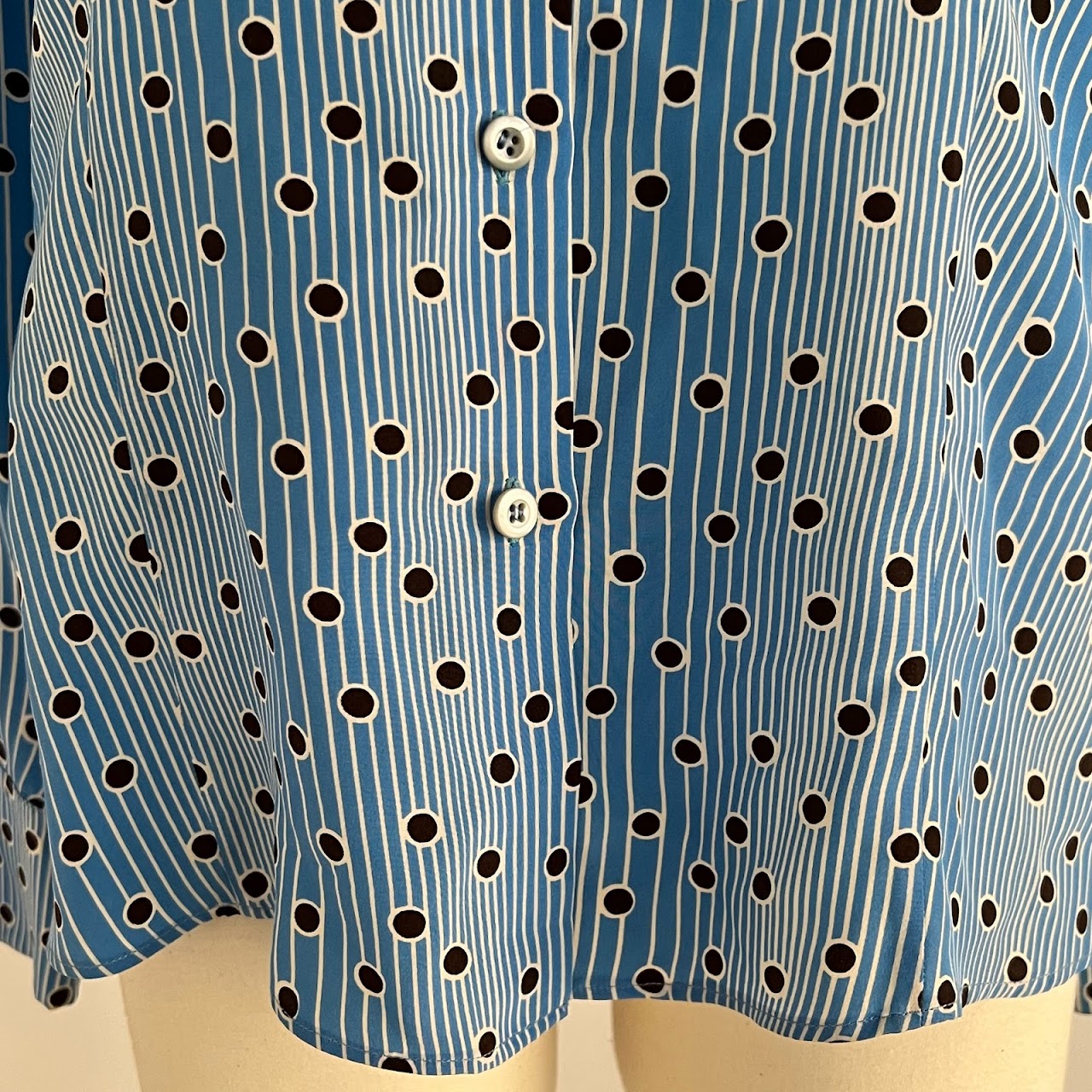 Prada Silk Stripe & Dot Blouse