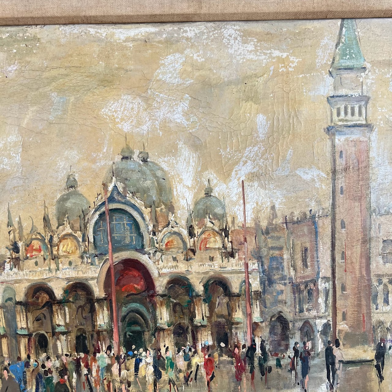 Piazza San Marco Signed Venetian Oil Painting