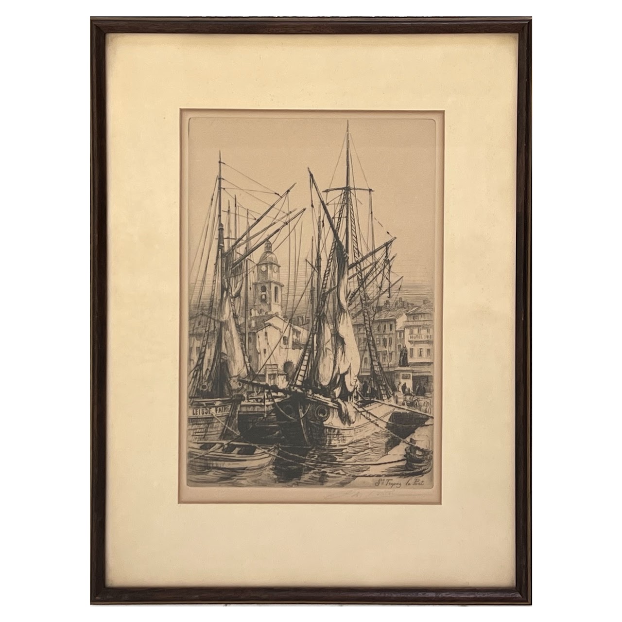 Charles Pinet 'St Tropez le Port' Signed Etching