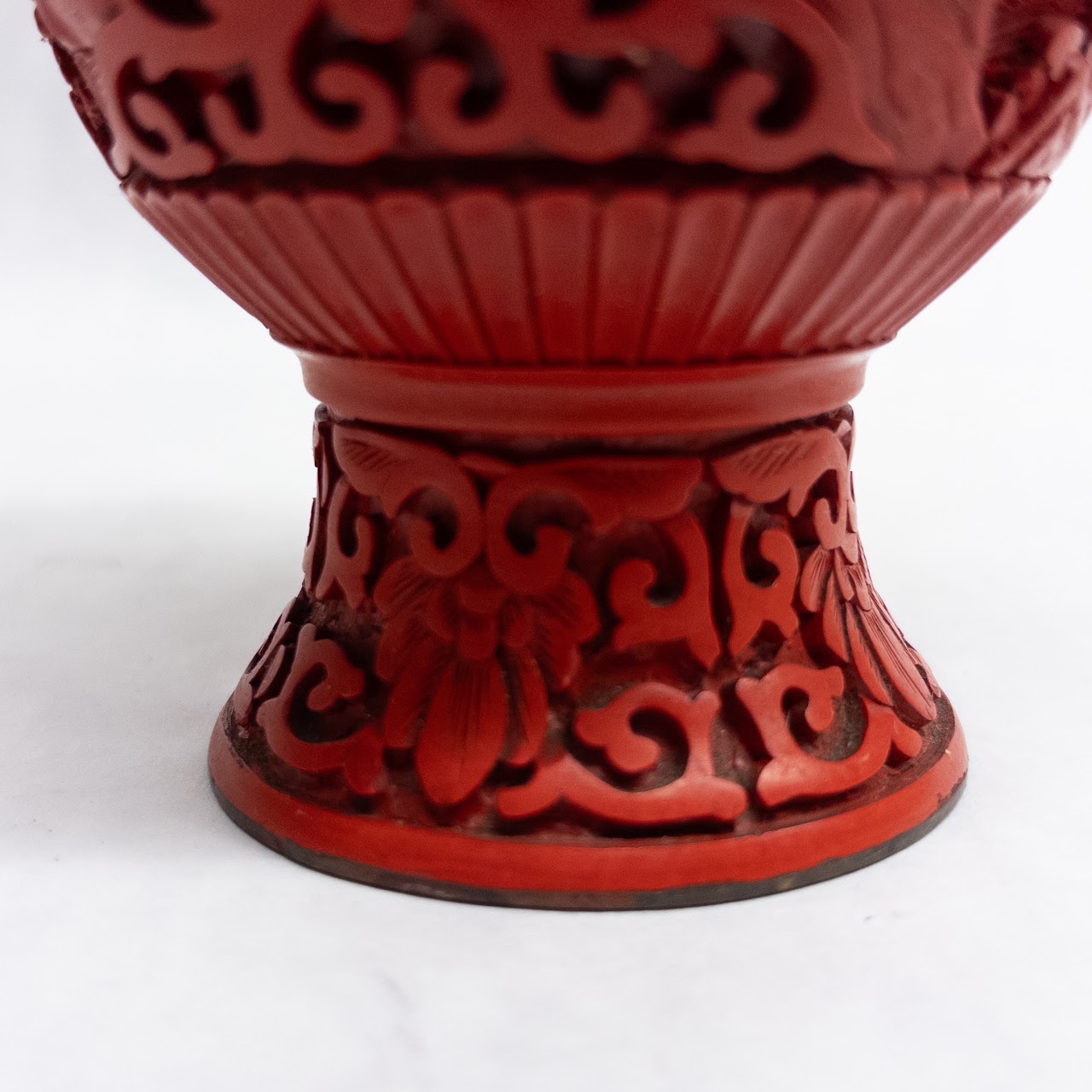 Cinnabar on Brass Small Vase