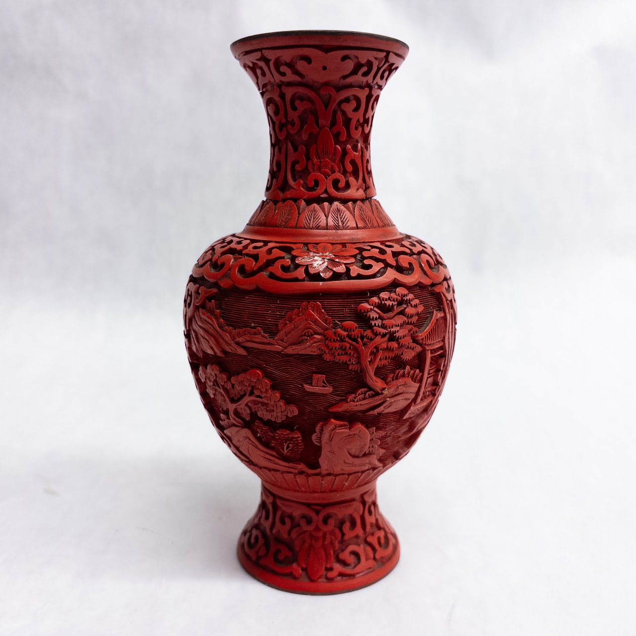 Cinnabar on Brass Small Vase