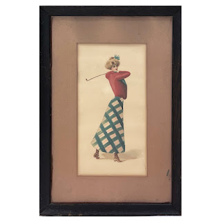 F Earl Christy 'Lady Golfer' Antique Lithograph