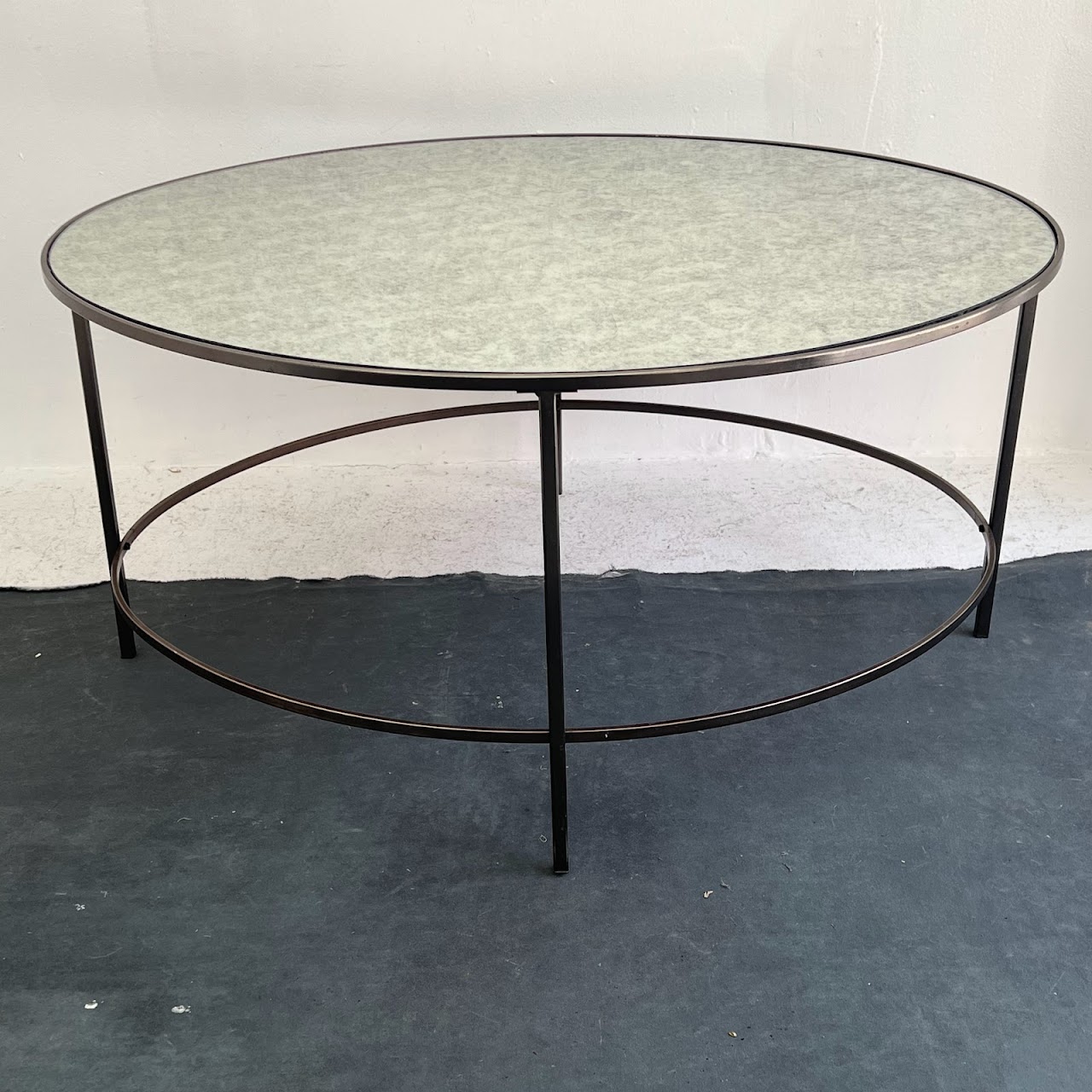 West Elm Antiqued Mirror Top Oval Coffee Table
