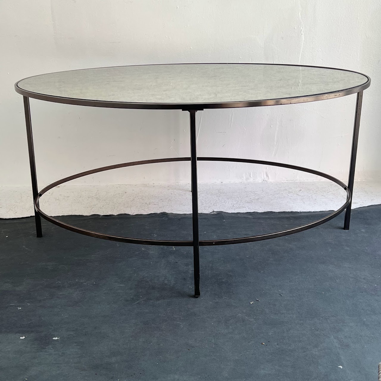 West Elm Antiqued Mirror Top Oval Coffee Table