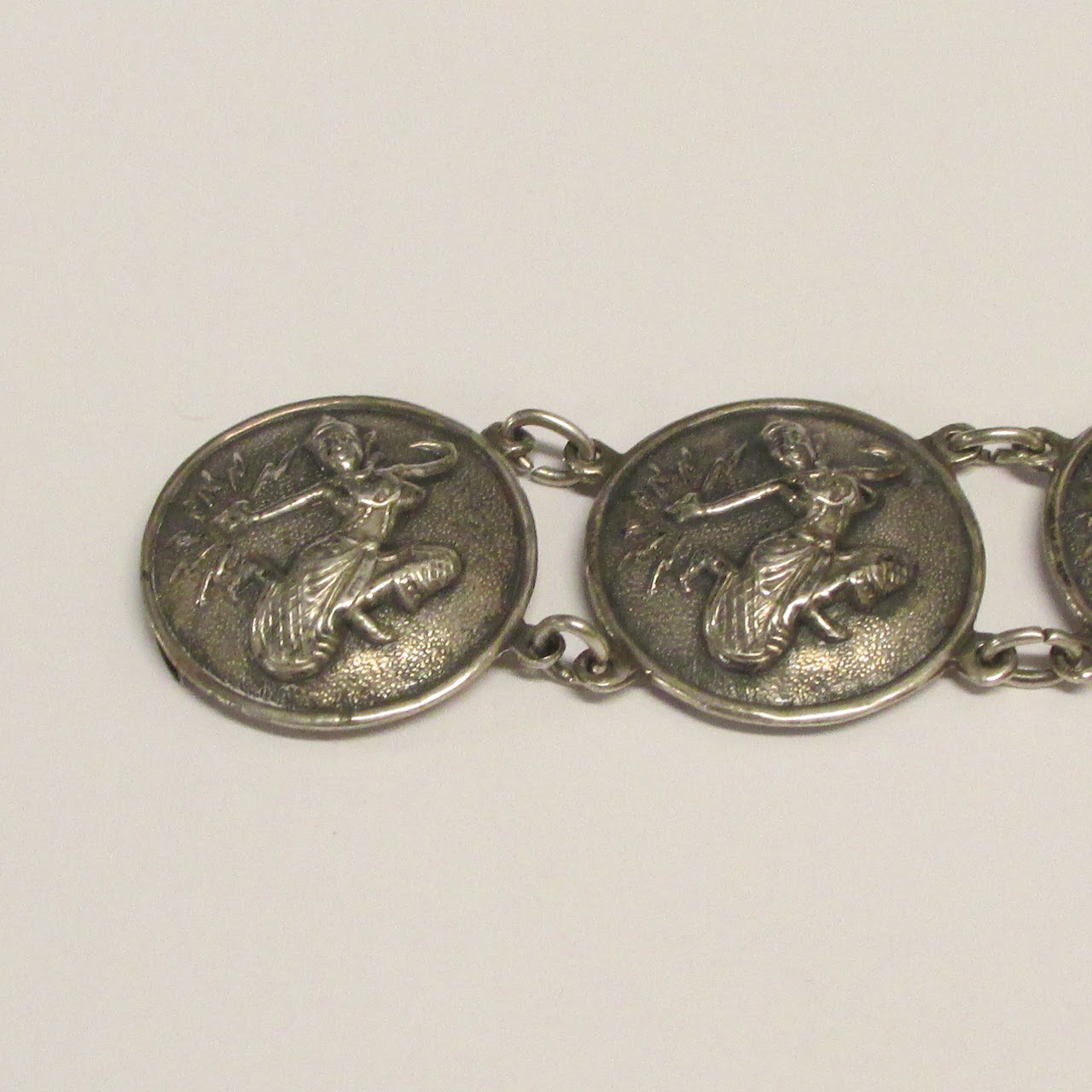 Sterling Silver Siam Dancers Coin Bracelet