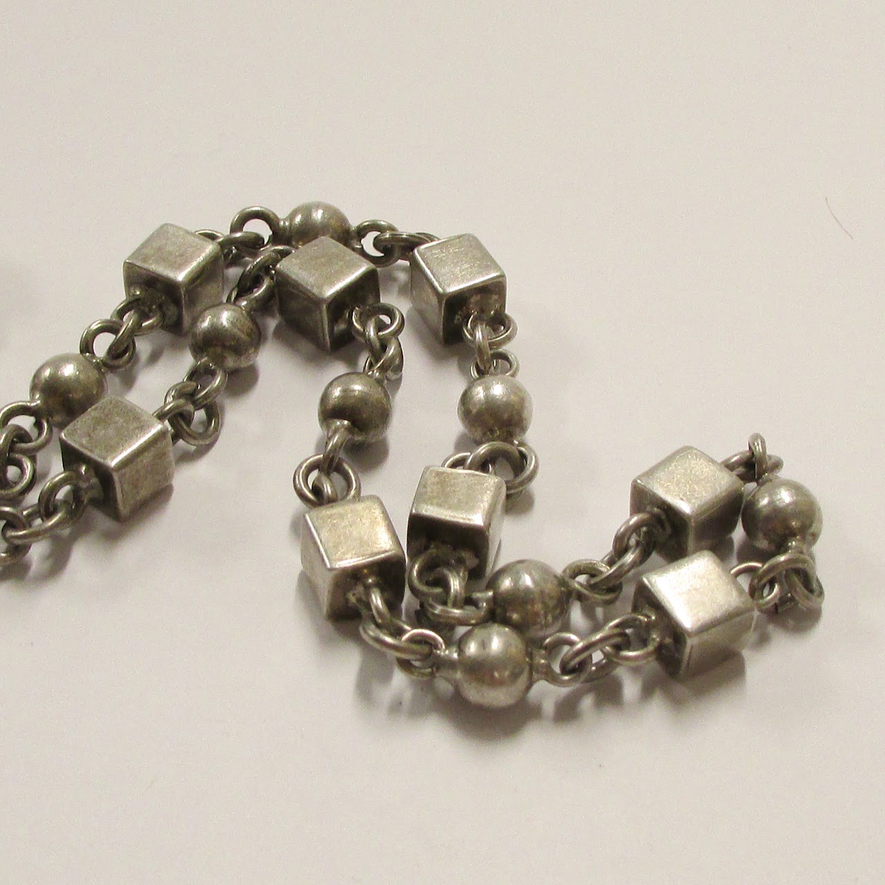 Sterling Silver Cube Link Necklace