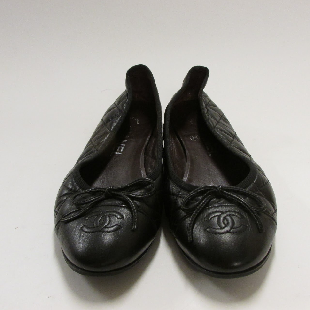 Chanel Quilted Cap Toe Ballet Flats