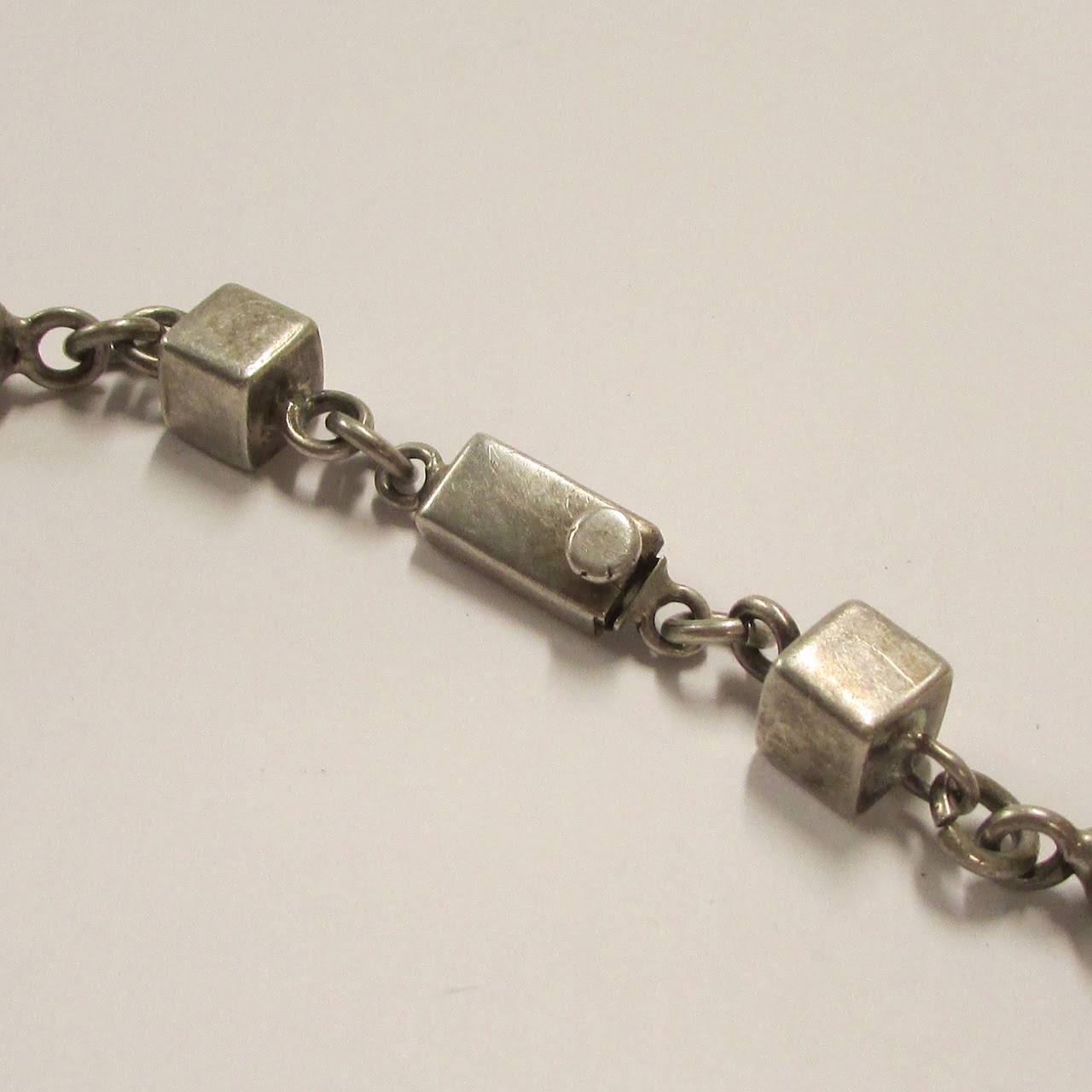 Sterling Silver Cube Link Necklace