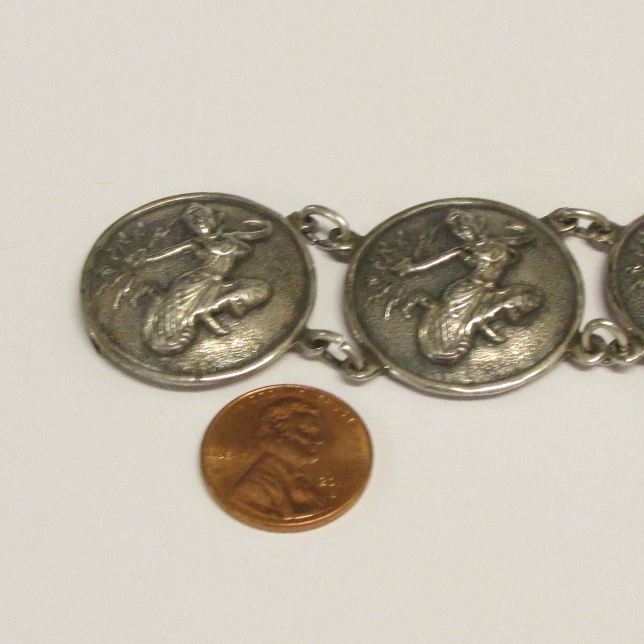 Sterling Silver Siam Dancers Coin Bracelet