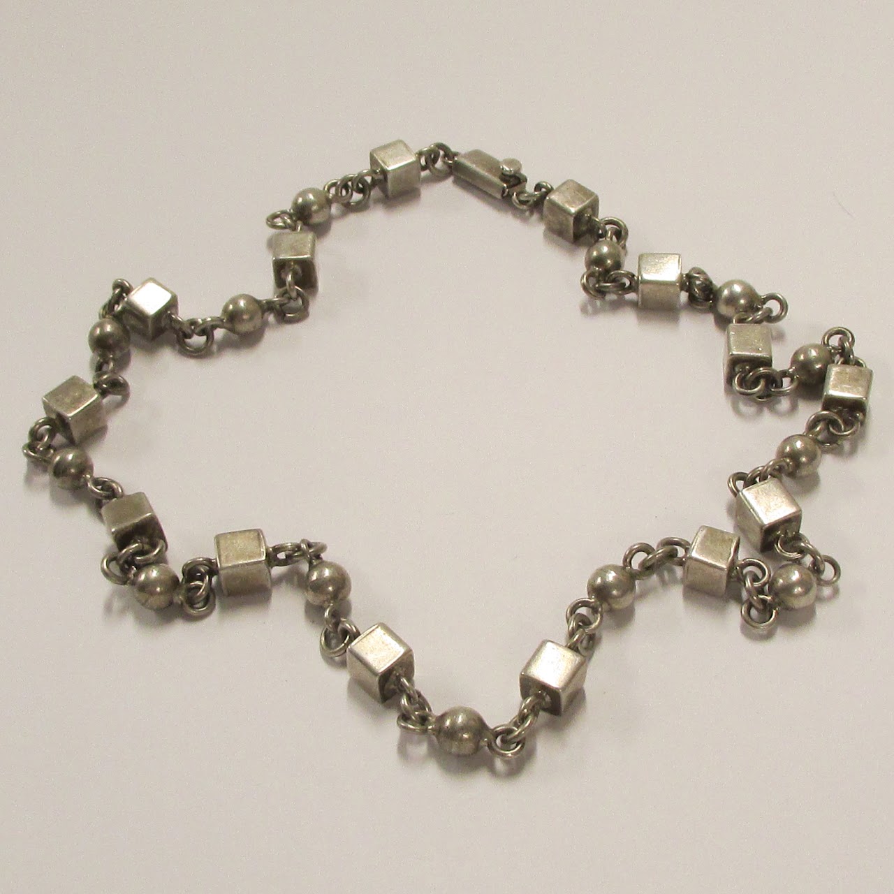 Sterling Silver Cube Link Necklace