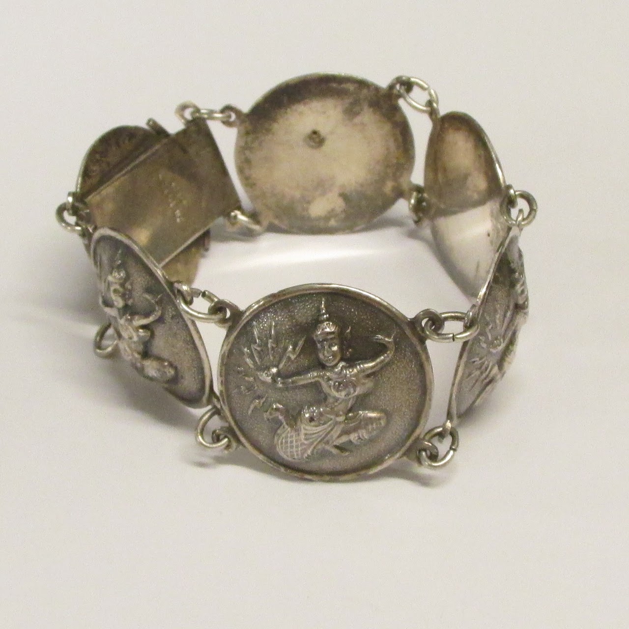 Sterling Silver Siam Dancers Coin Bracelet