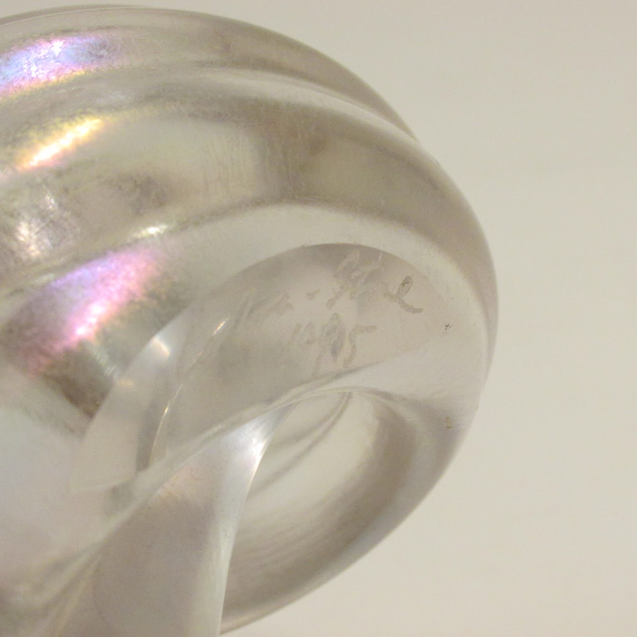 Signed Iridescent Glass Shell