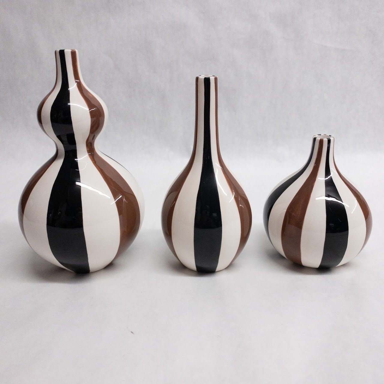 Jonathan Adler Brown Striped Vase Trio