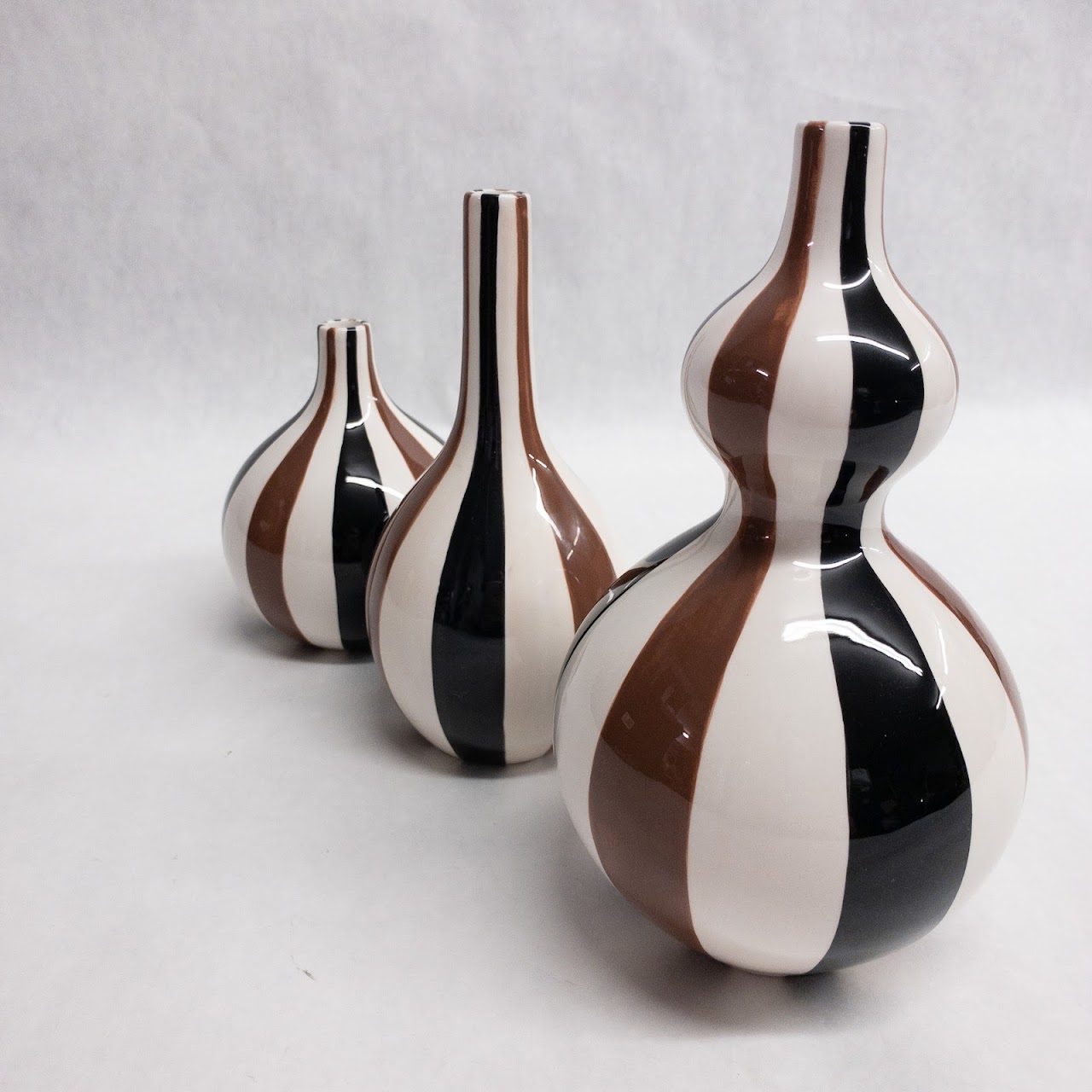 Jonathan Adler Brown Striped Vase Trio