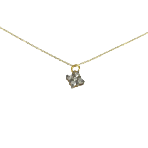 14K Gold & Floral Diamond Pendant Necklace