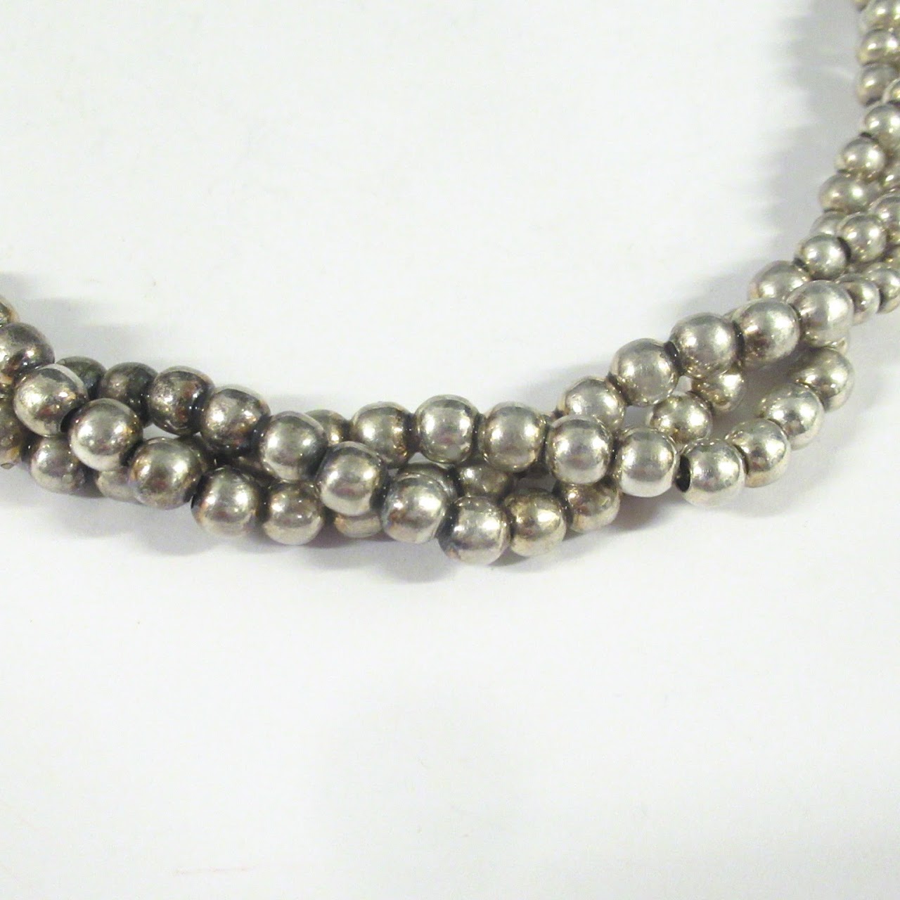 Sterling Silver Twisted Bead Necklace