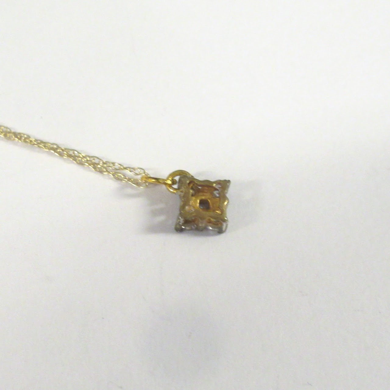 14K Gold & Floral Diamond Pendant Necklace